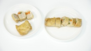 右は大きな揚げで作ったところ 1本2人分